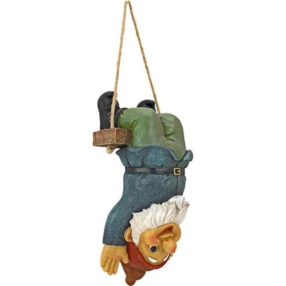 Alfie The Acrobat Swinging Outdoor Garden Funny Lawn Gnome Statues, Multicolored - Picture 2 of 7